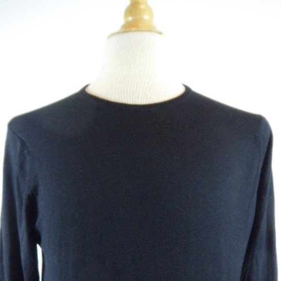 John Smedley black sea island cotton crew neck sweater top classic M